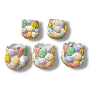 Set Of 5 Vtg ABC‎ Distributing Pastel Color Easter Egg Candle Holders Pre-Owned